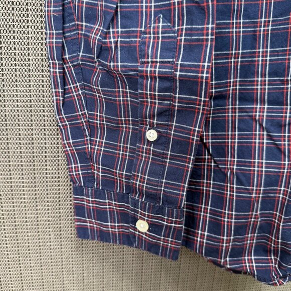 Gap Mens Size Small Navy & Red Plaid Button-Front Shirt Standard Fit Casual - Picture 5 of 8